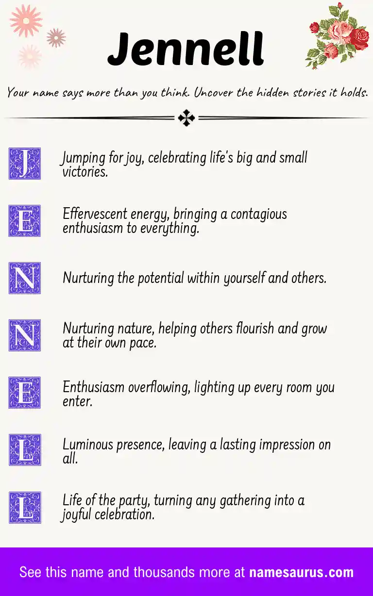 Acrostic poem about Jennell.