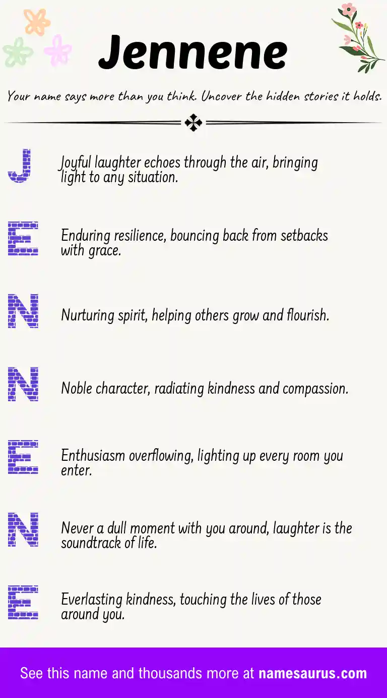 Acrostic poem about Jennene.