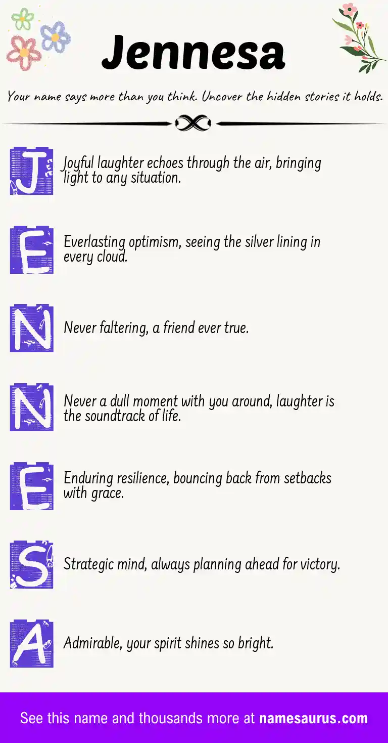 Acrostic poem about Jennesa.
