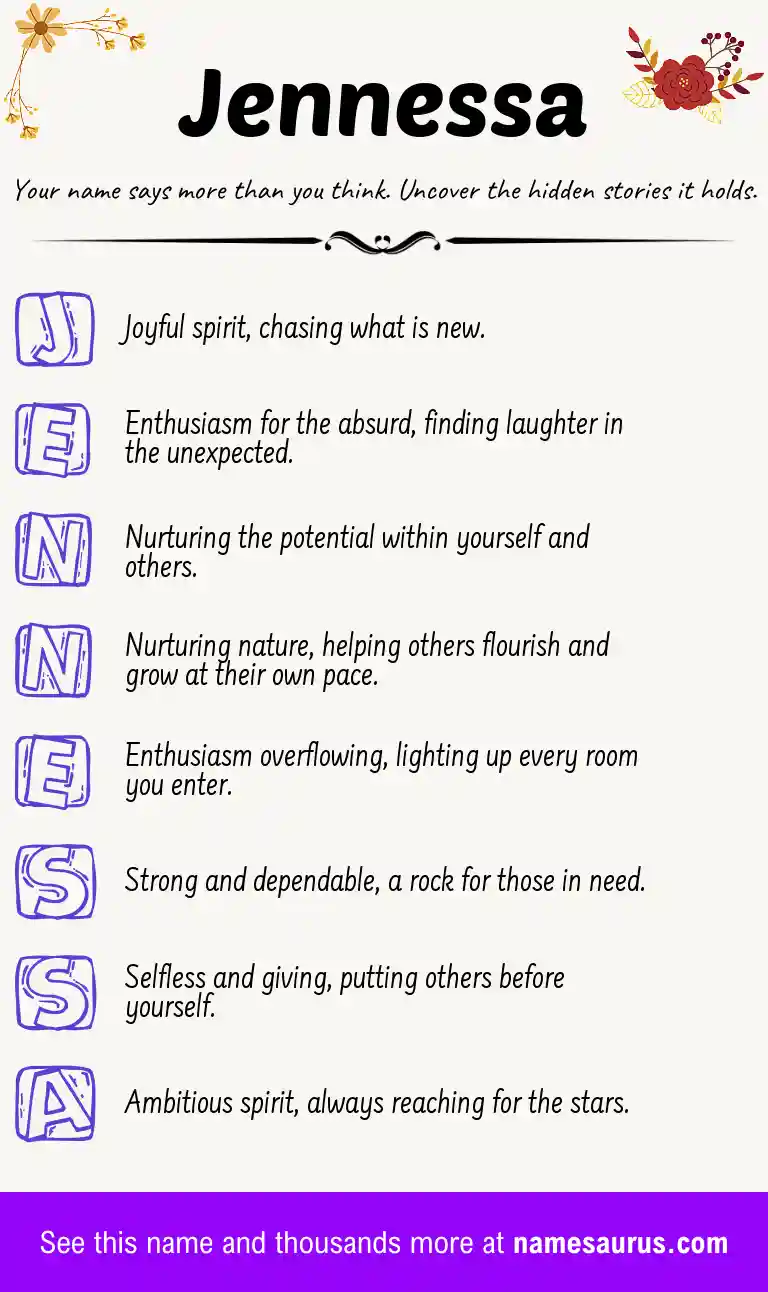 Acrostic poem about Jennessa.