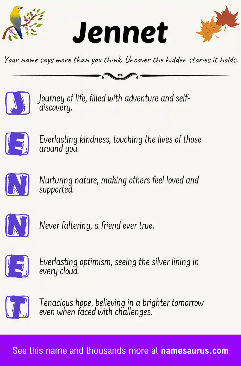 Acrostic poem about Jennet.