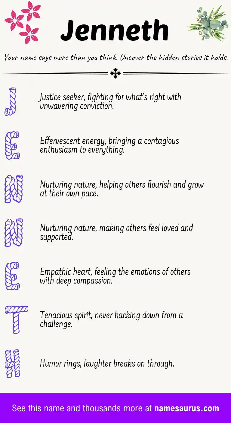 Acrostic poem about Jenneth.