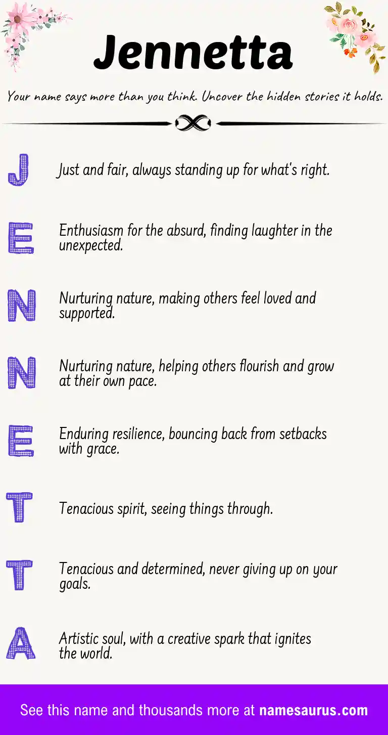 Acrostic poem about Jennetta.