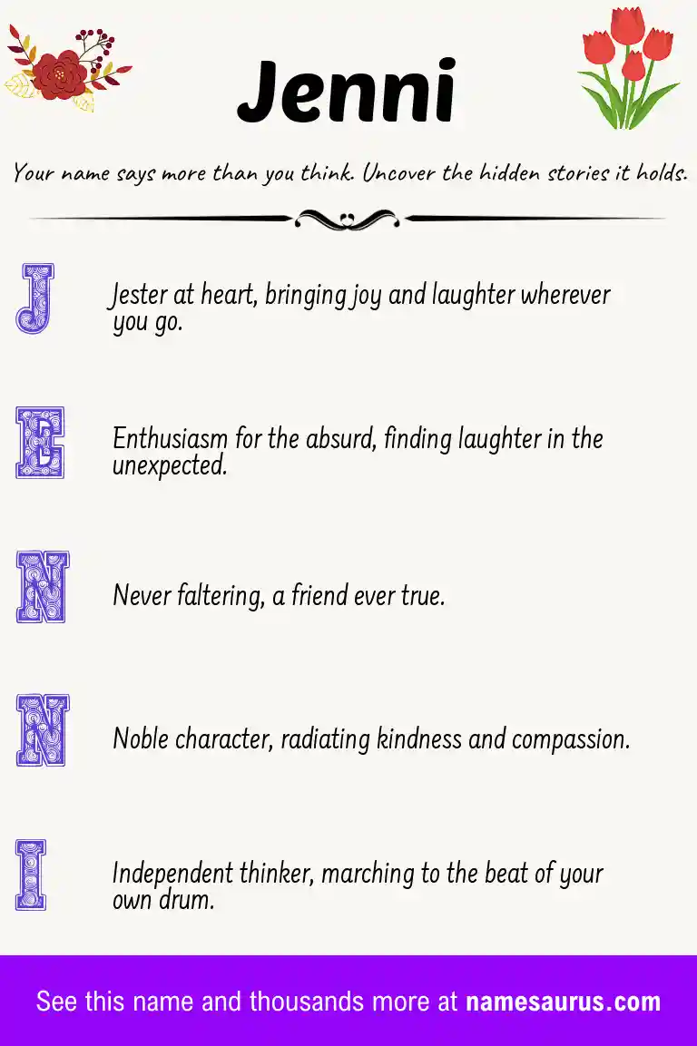 Acrostic poem about Jenni.