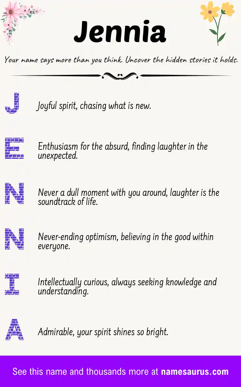 Acrostic poem about Jennia.
