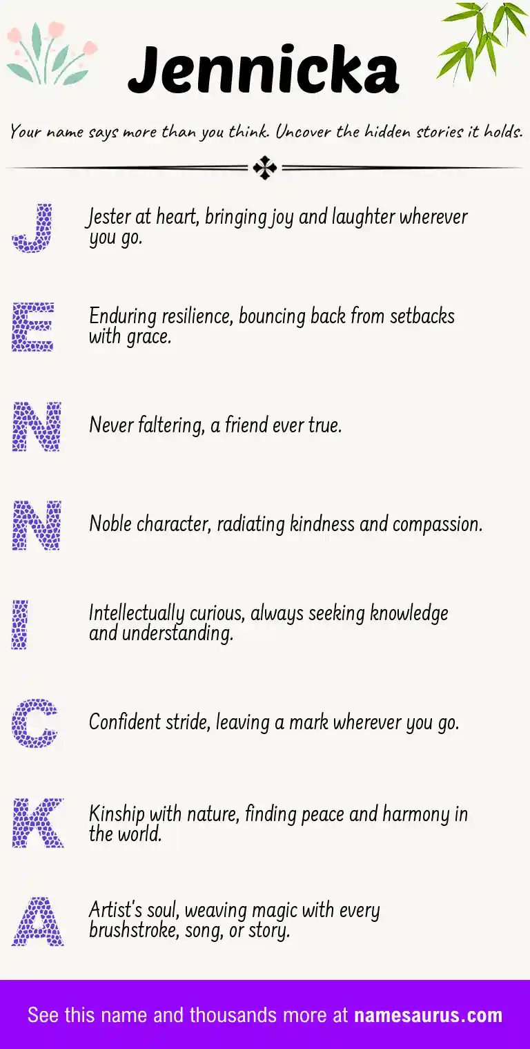 Acrostic poem about Jennicka.