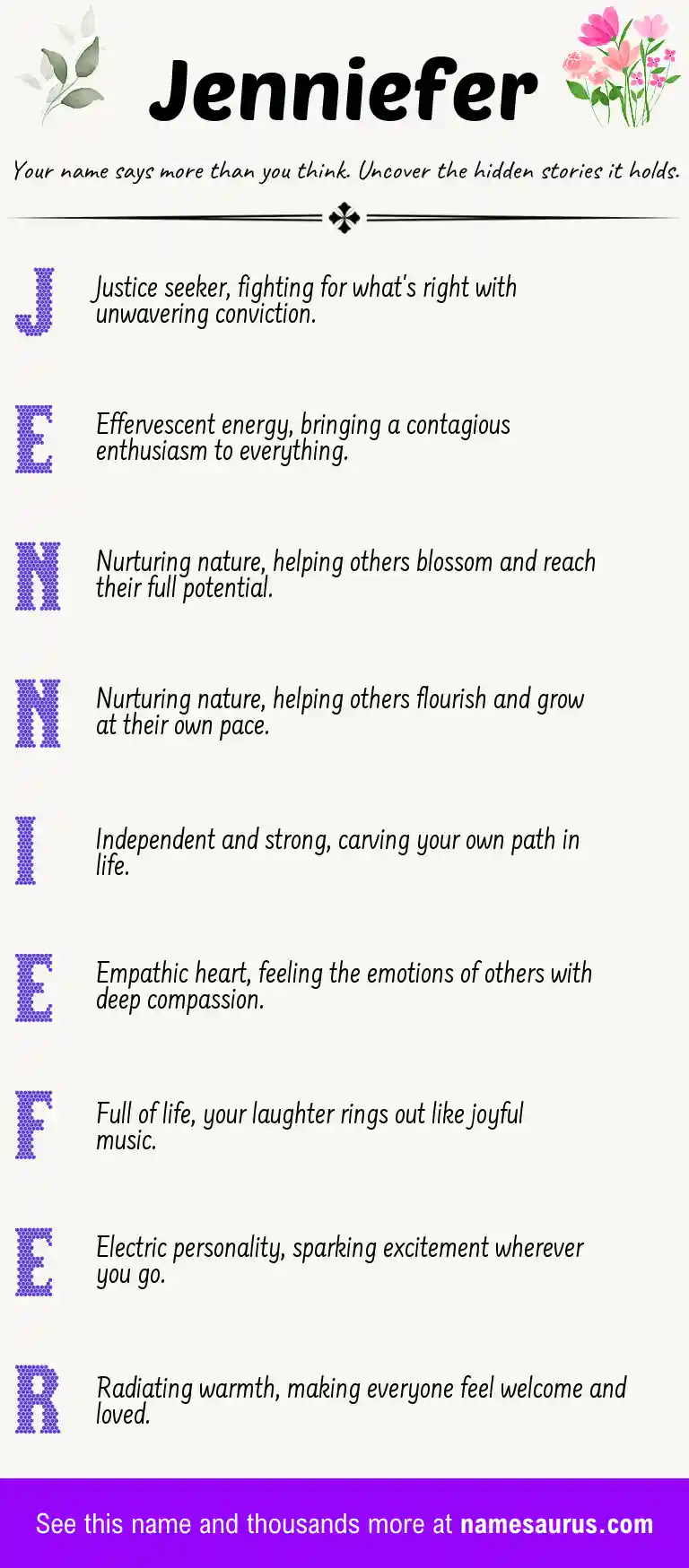 Acrostic poem about Jenniefer.