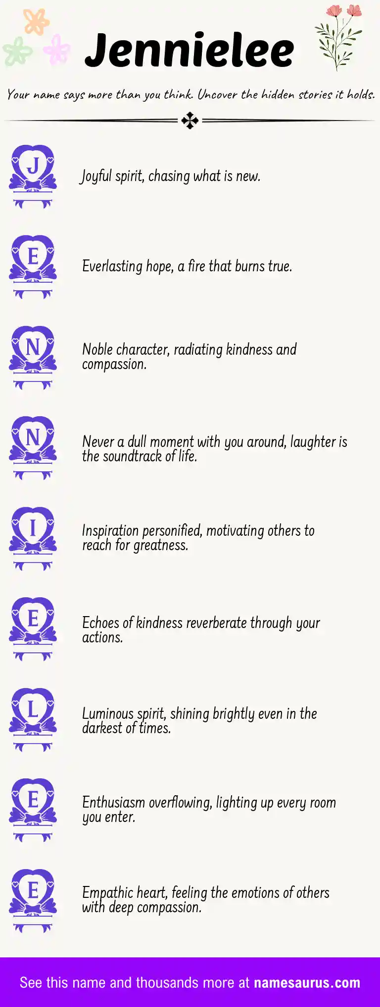 Acrostic poem about Jennielee.