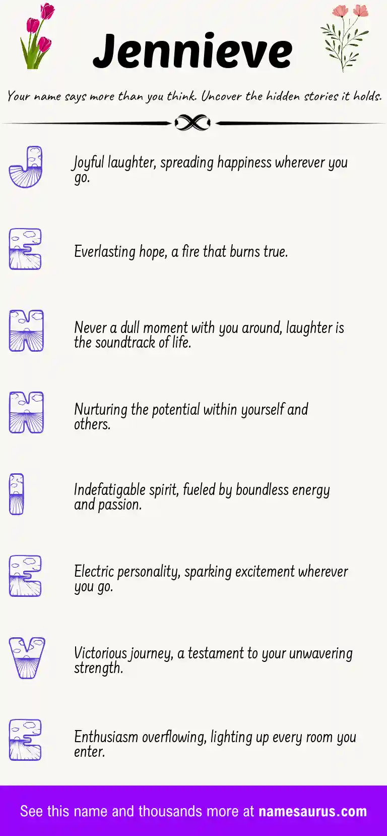 Acrostic poem about Jennieve.
