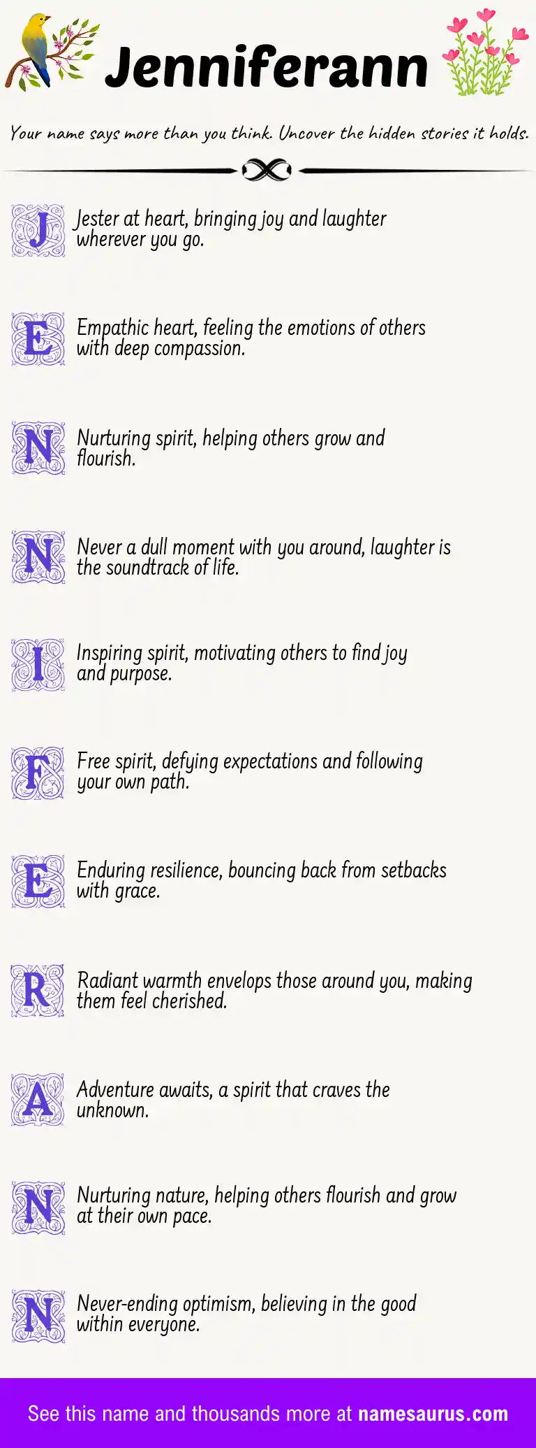 Acrostic poem about Jenniferann.