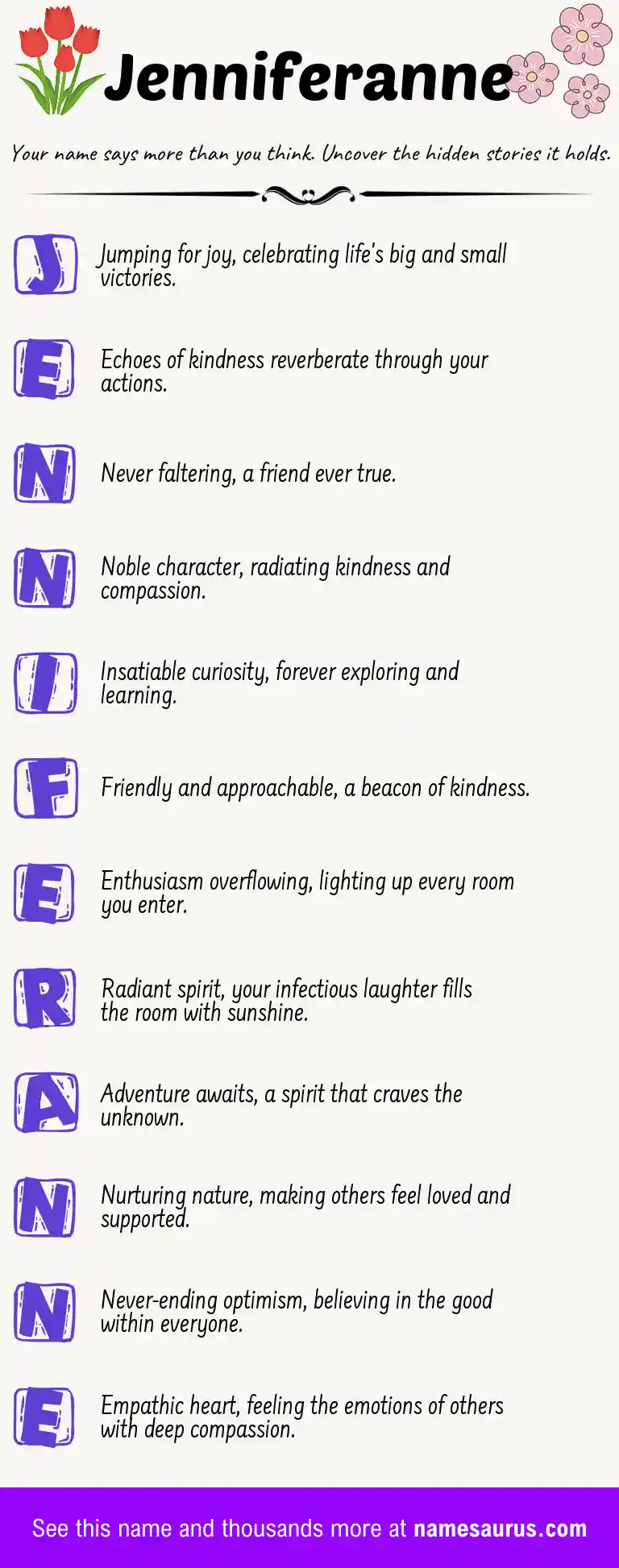 Acrostic poem about Jenniferanne.