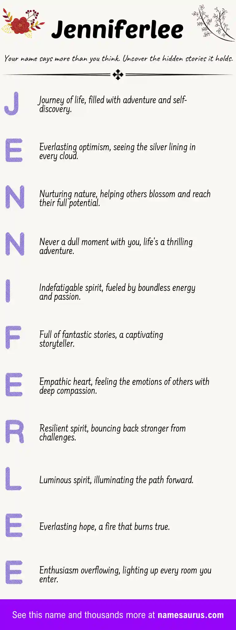Acrostic poem about Jenniferlee.