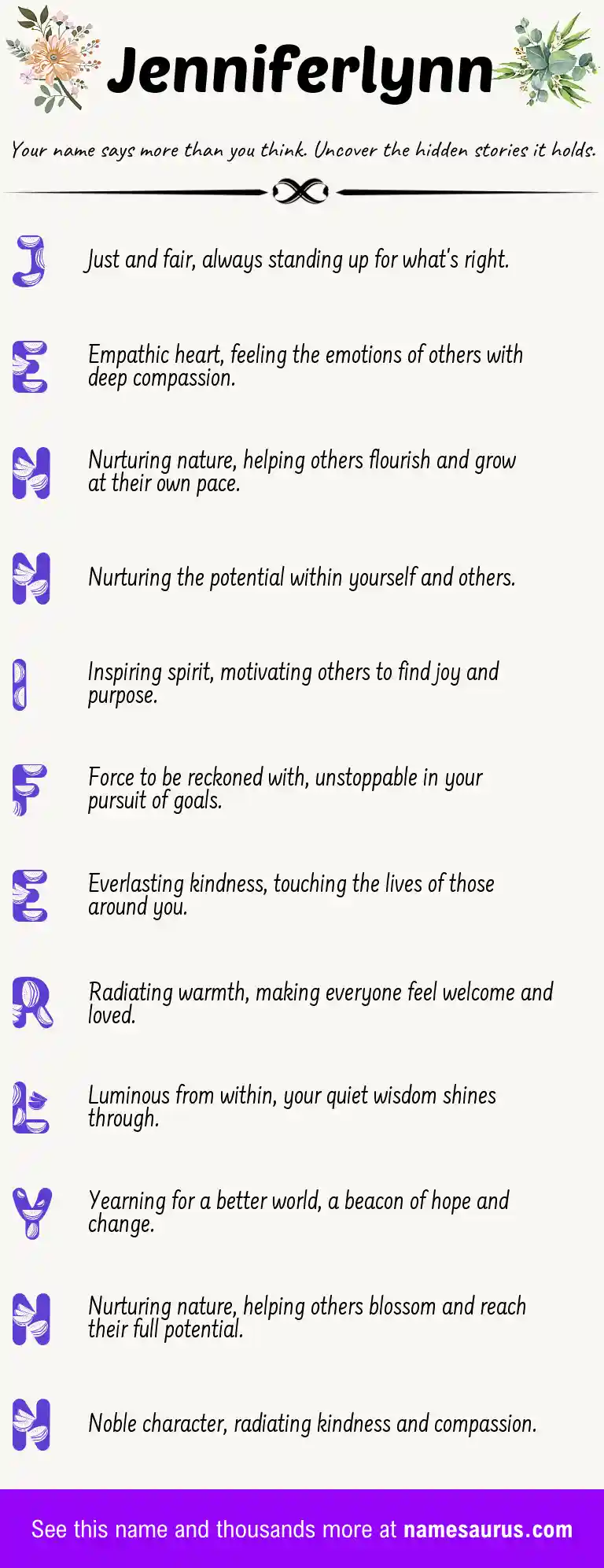 Acrostic poem about Jenniferlynn.