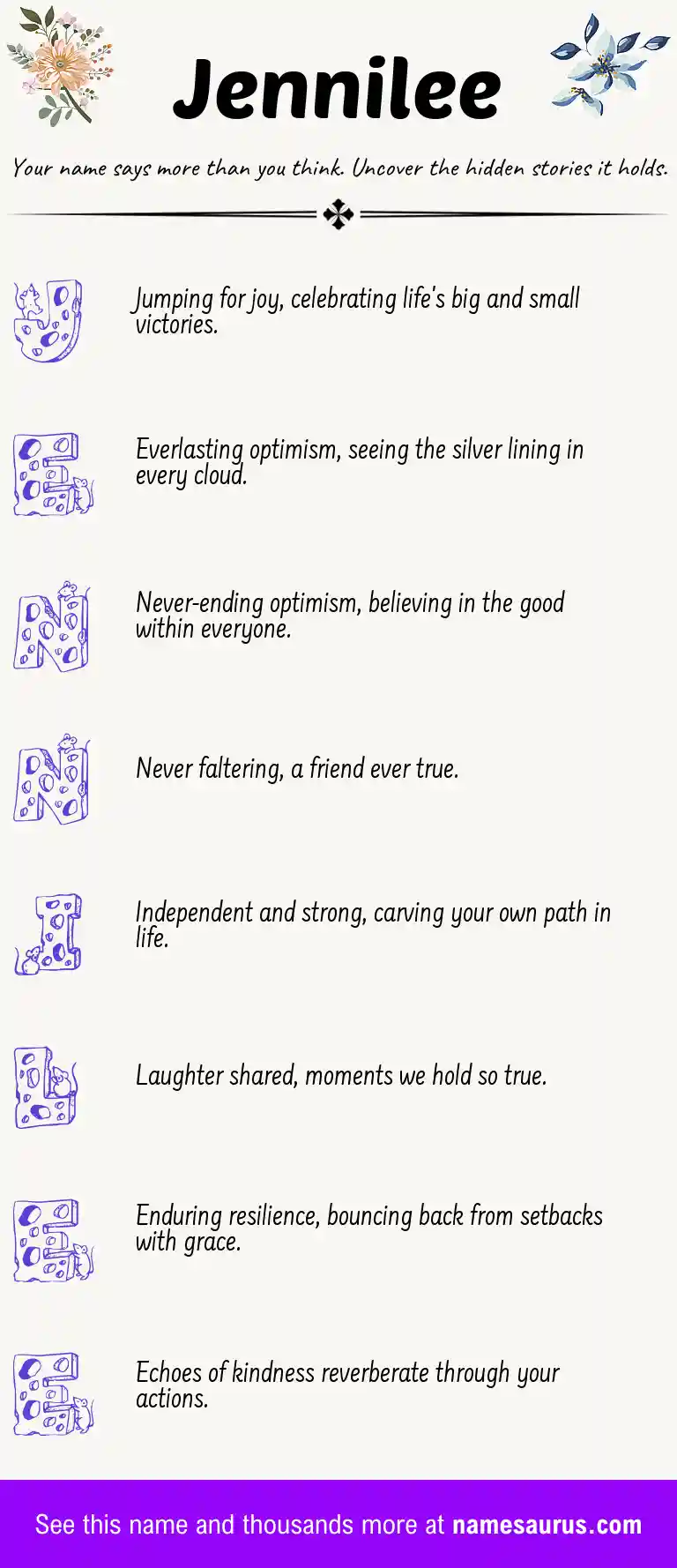 Acrostic poem about Jennilee.