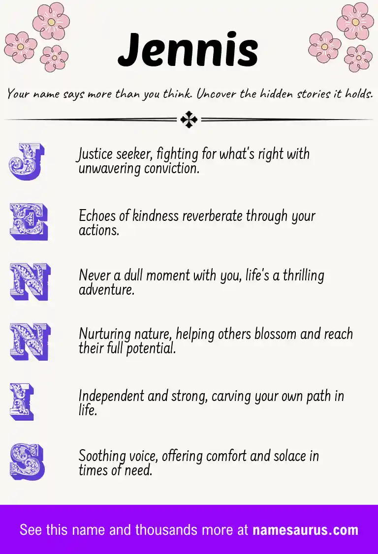 Acrostic poem about Jennis.