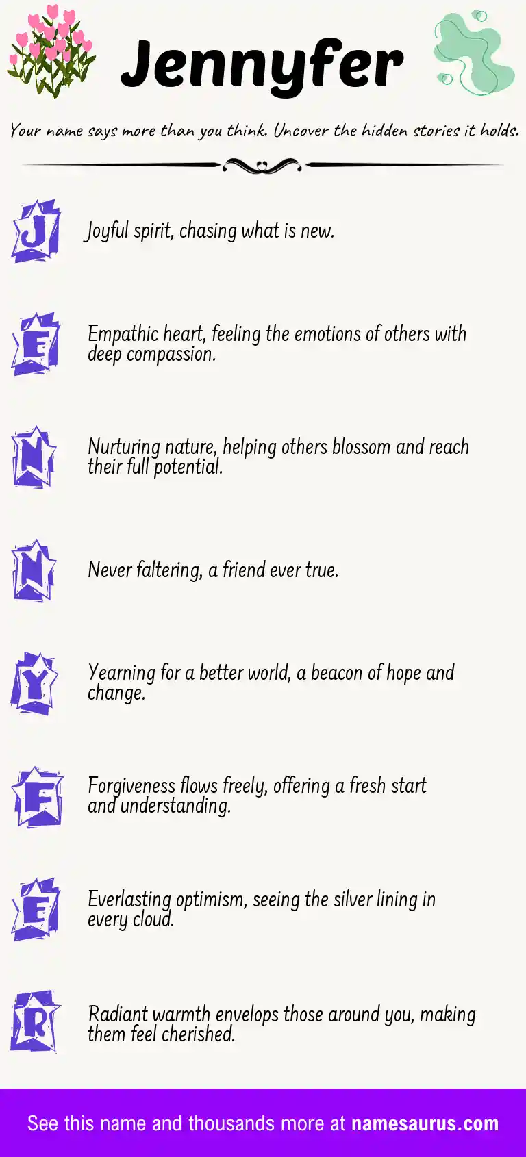 Acrostic poem about Jennyfer.