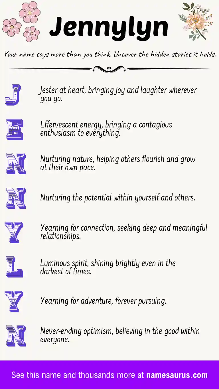Acrostic poem about Jennylyn.