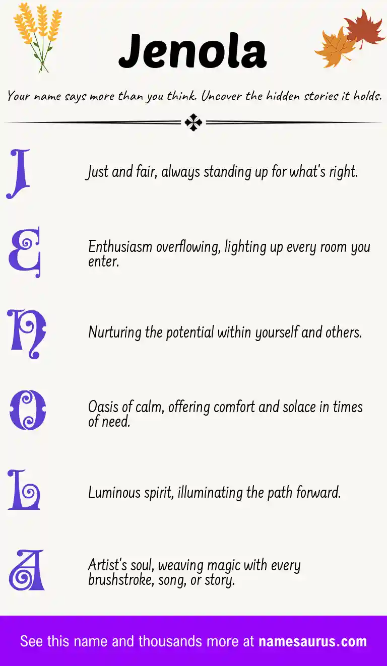 Acrostic poem about Jenola.