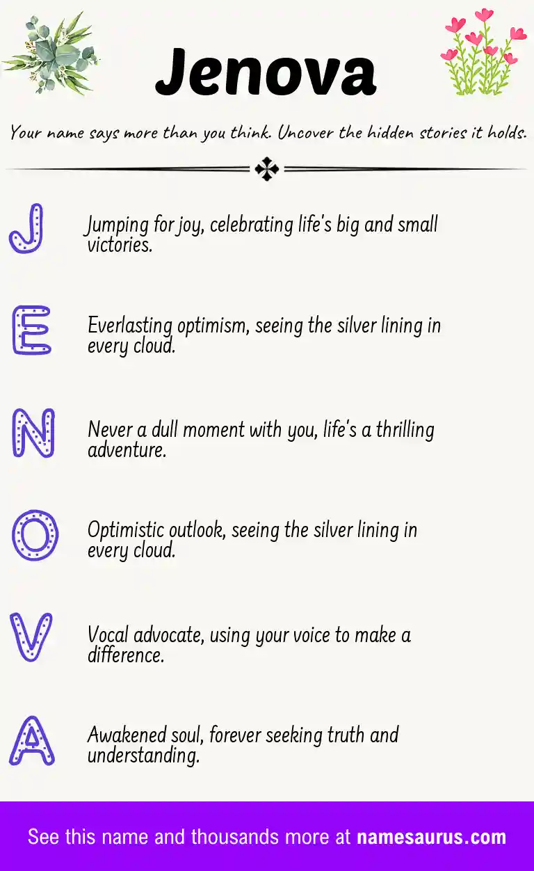 Acrostic poem about Jenova.