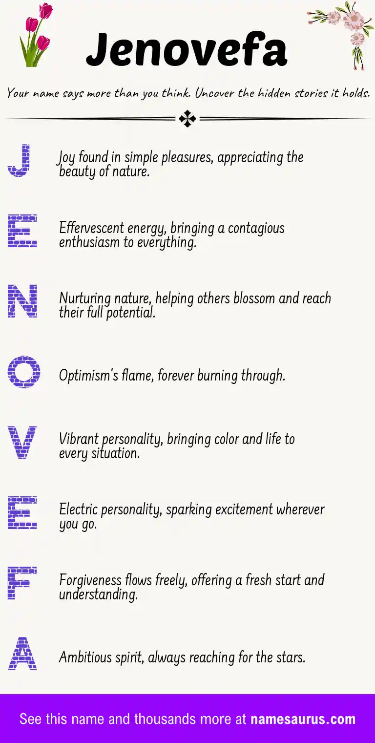 Acrostic poem about Jenovefa.