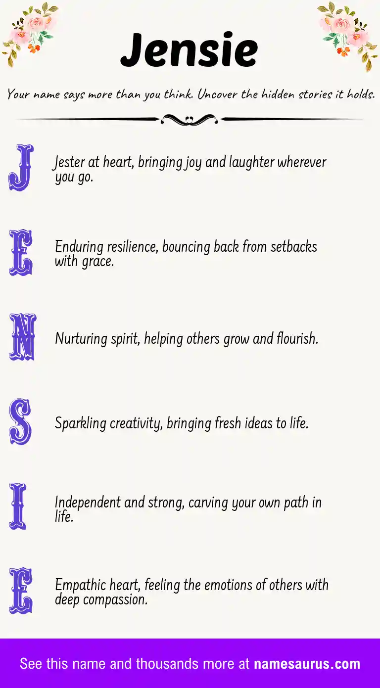 Acrostic poem about Jensie.