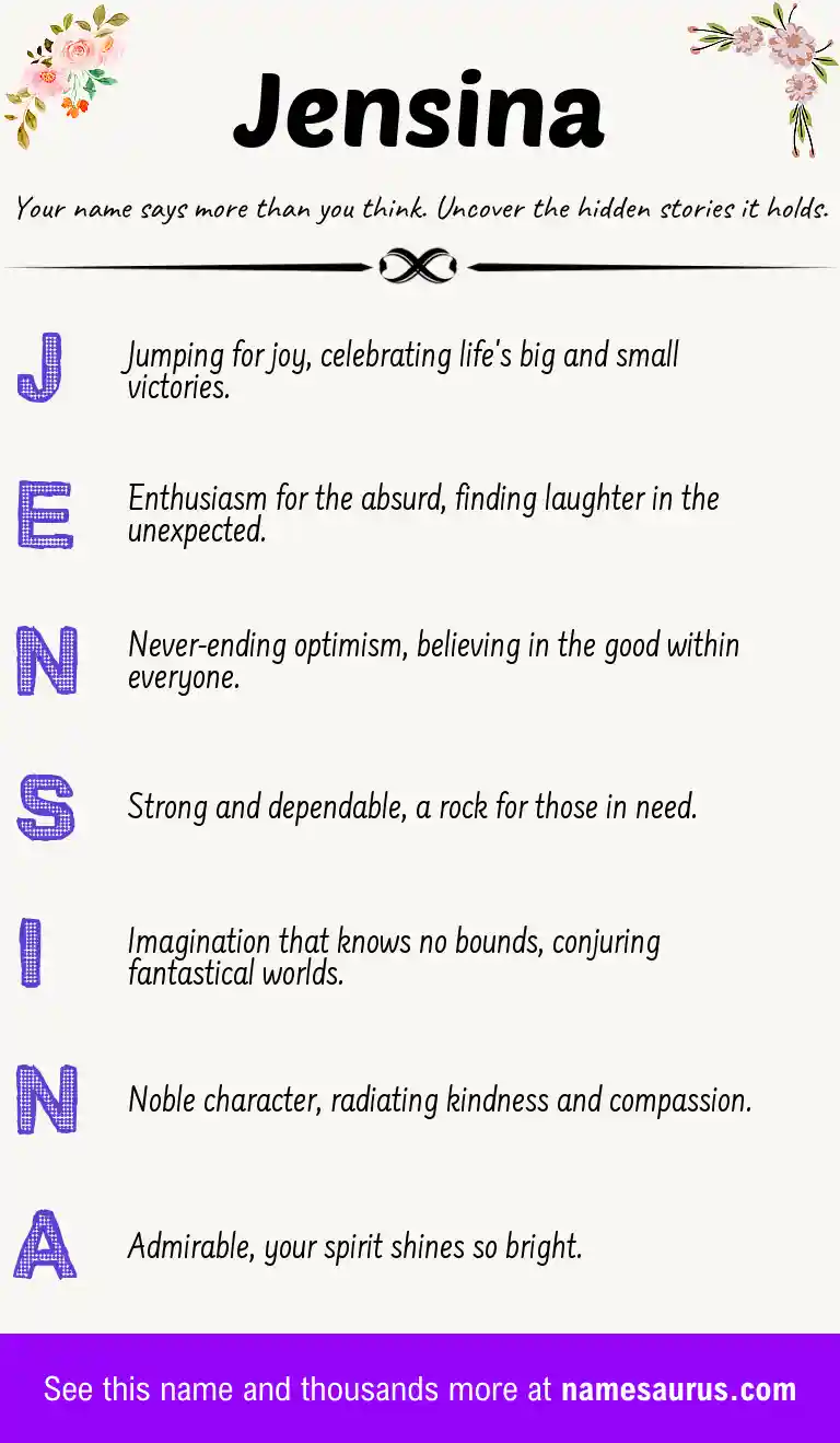 Acrostic poem about Jensina.