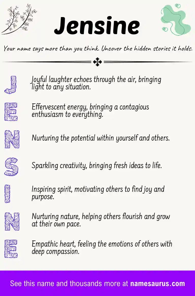 Acrostic poem about Jensine.
