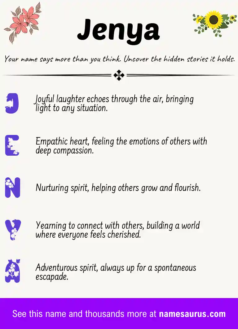 Acrostic poem about Jenya.