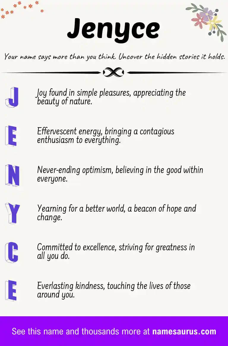 Acrostic poem about Jenyce.