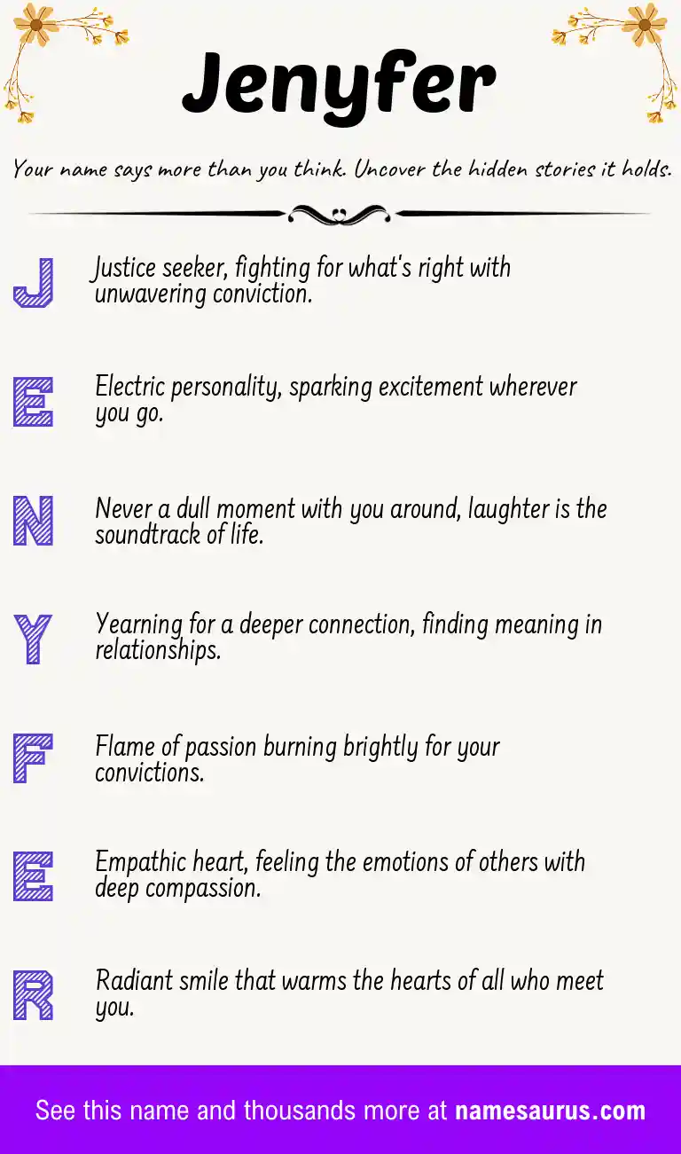 Acrostic poem about Jenyfer.