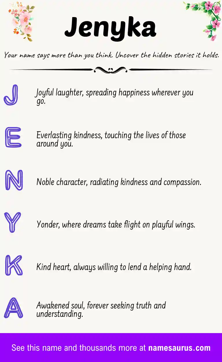Acrostic poem about Jenyka.