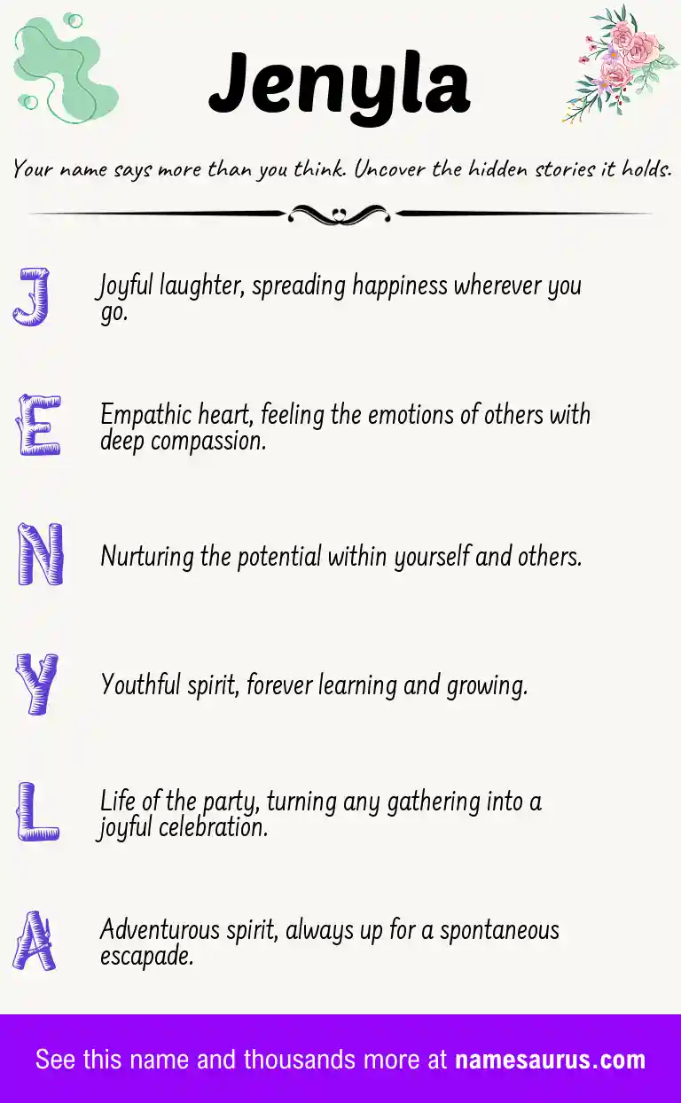 Acrostic poem about Jenyla.