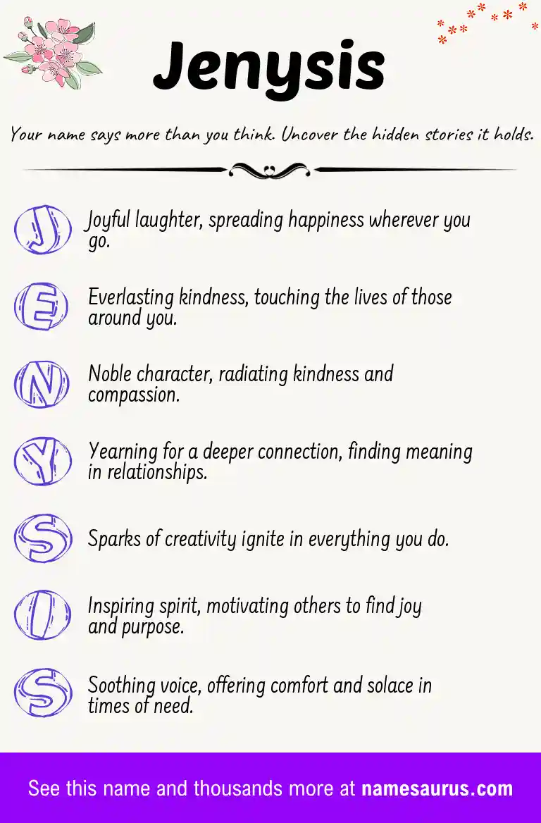 Acrostic poem about Jenysis.
