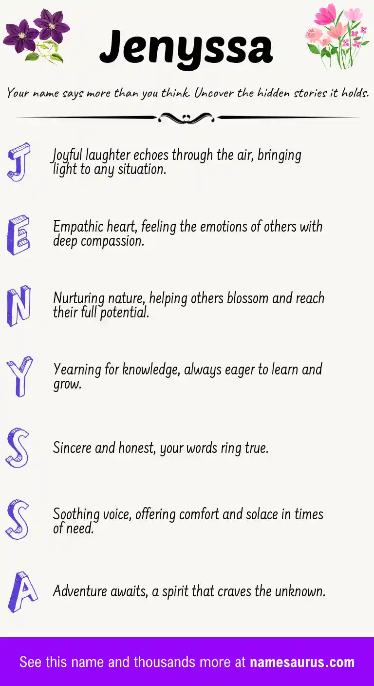 Acrostic poem about Jenyssa.