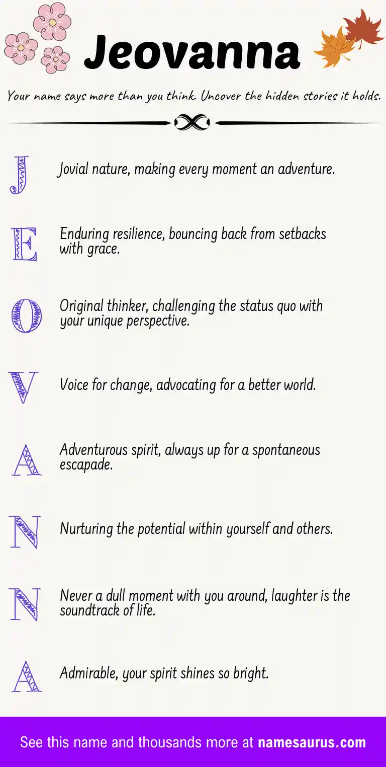 Acrostic poem about Jeovanna.