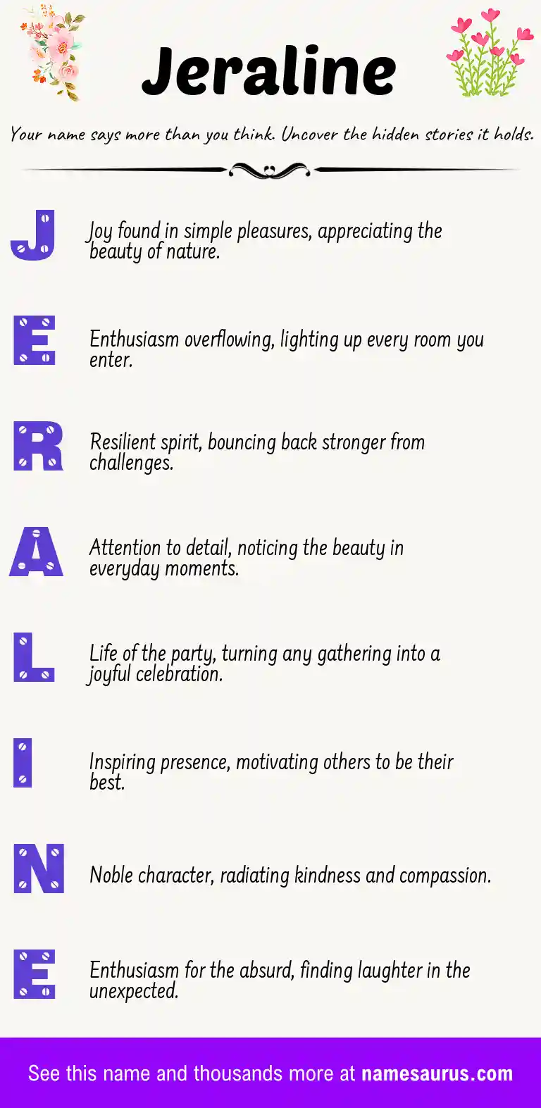 Acrostic poem about Jeraline.