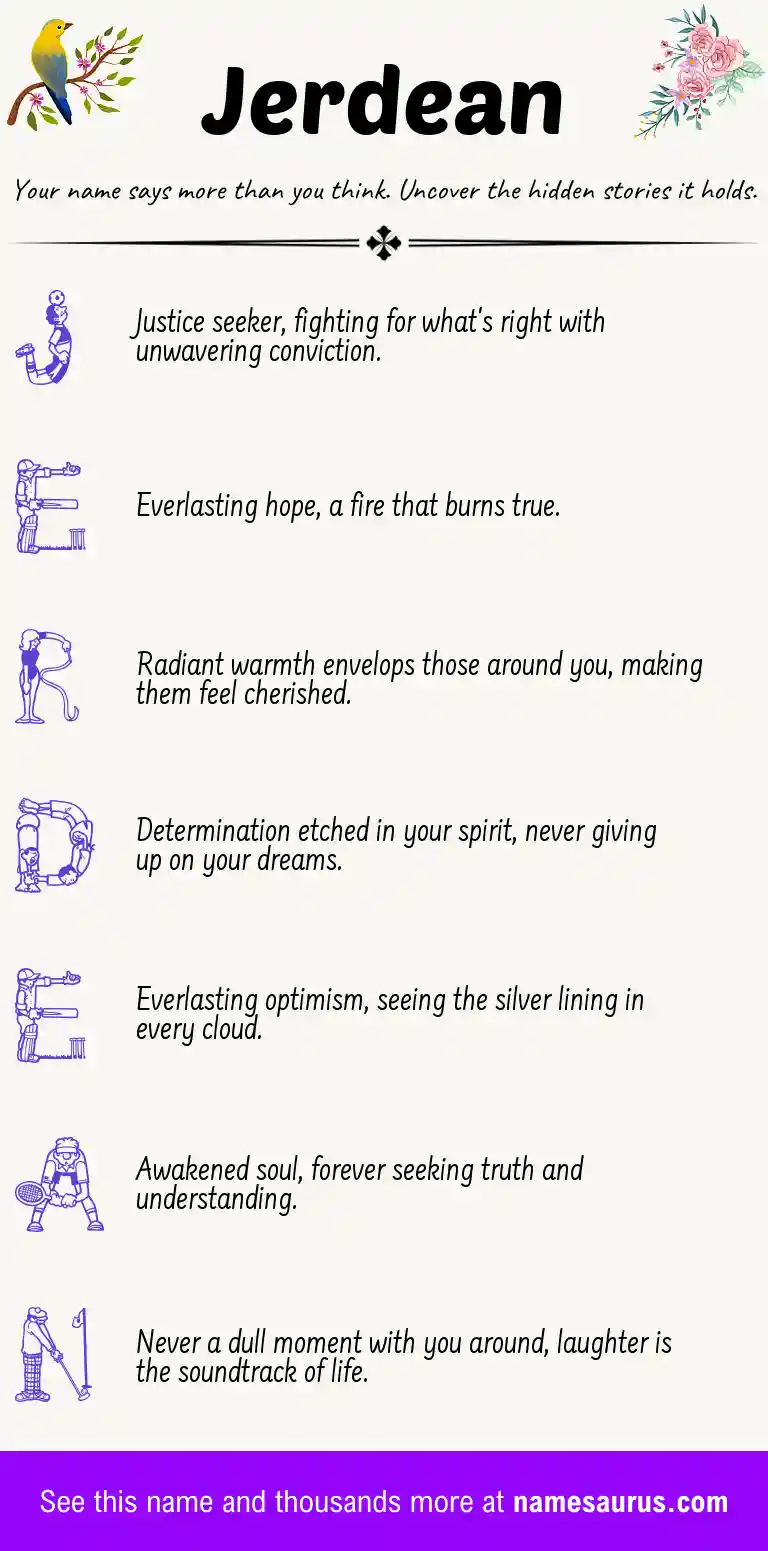 Acrostic poem about Jerdean.