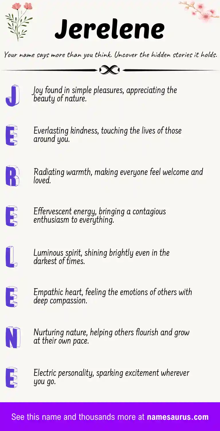 Acrostic poem about Jerelene.