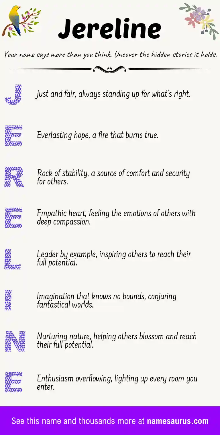Acrostic poem about Jereline.