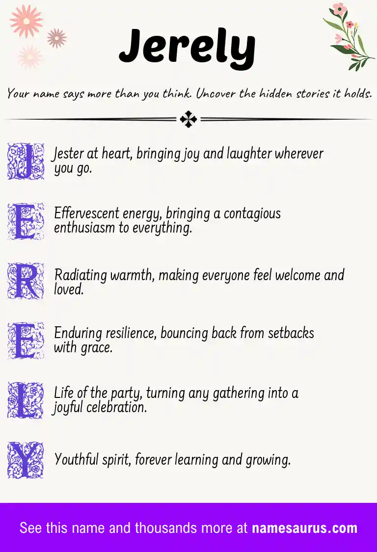 Acrostic poem about Jerely.