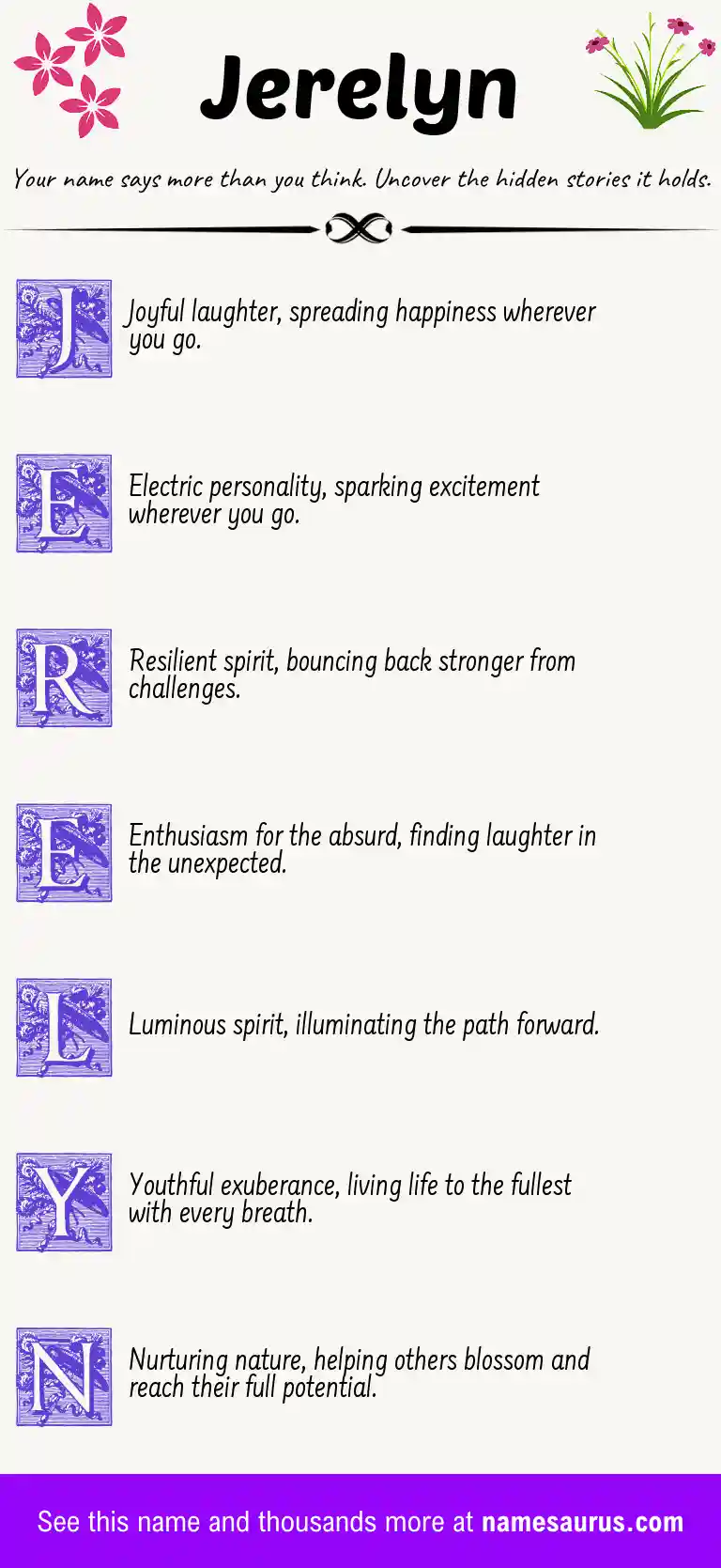 Acrostic poem about Jerelyn.