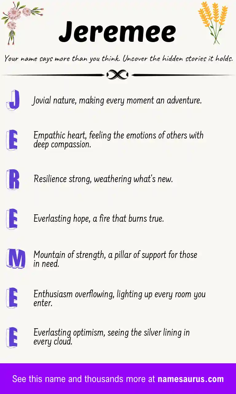 Acrostic poem about Jeremee.
