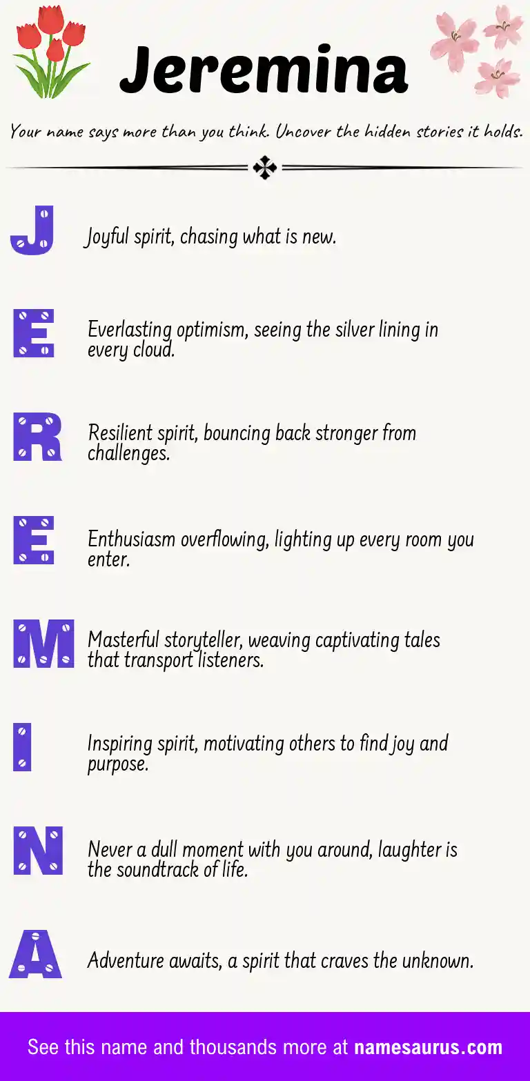 Acrostic poem about Jeremina.