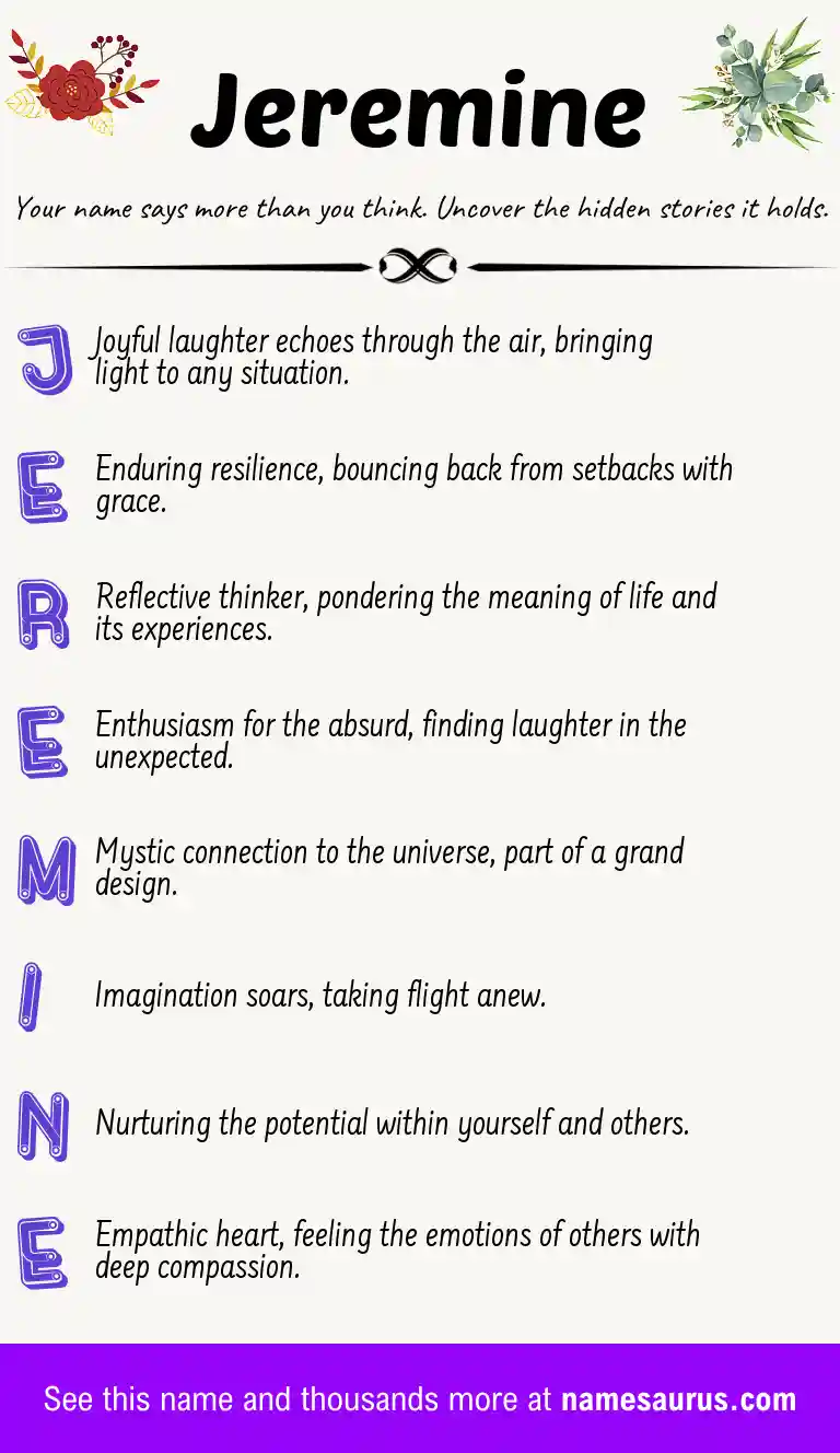 Acrostic poem about Jeremine.