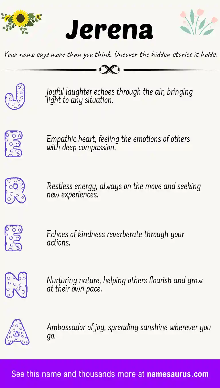 Acrostic poem about Jerena.