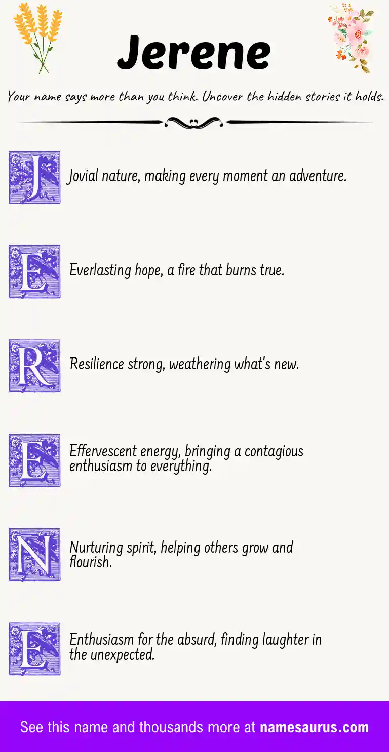 Acrostic poem about Jerene.
