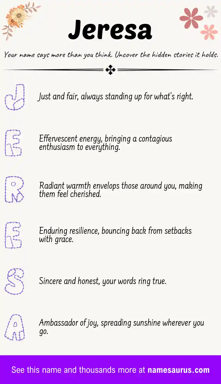 Acrostic poem about Jeresa.