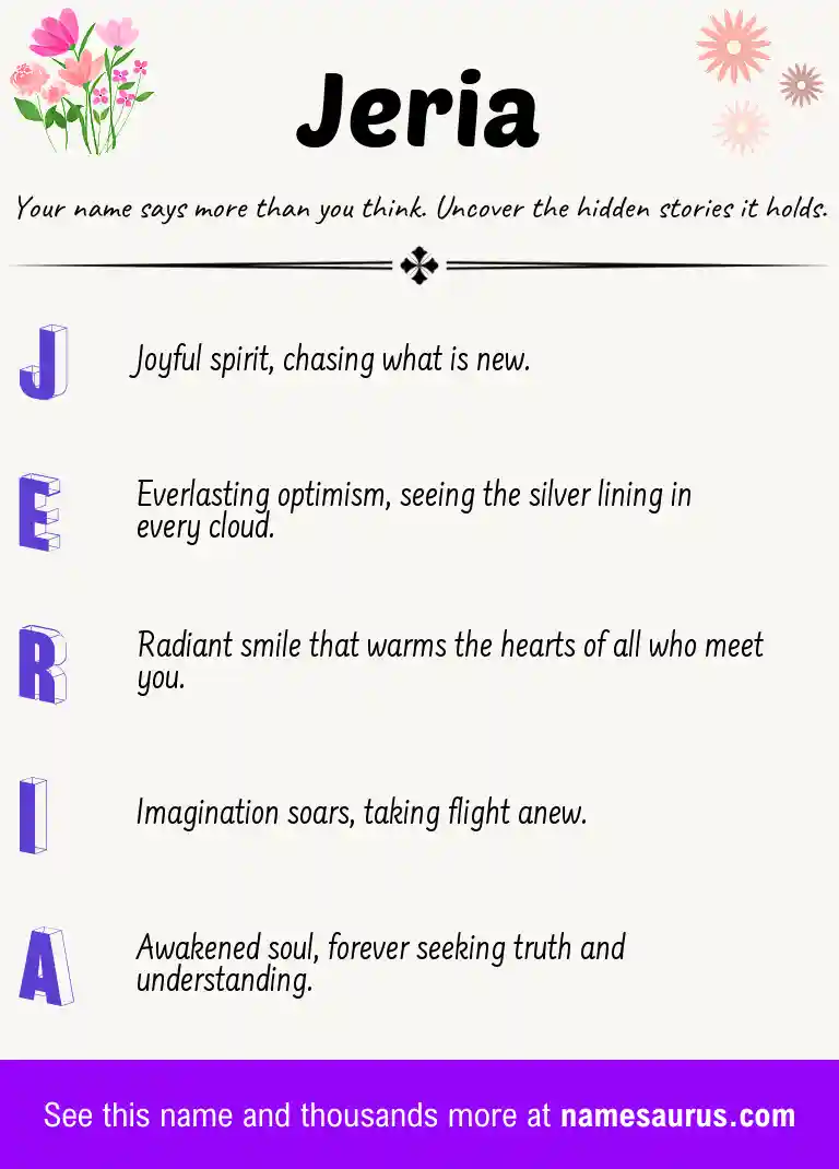 Acrostic poem about Jeria.