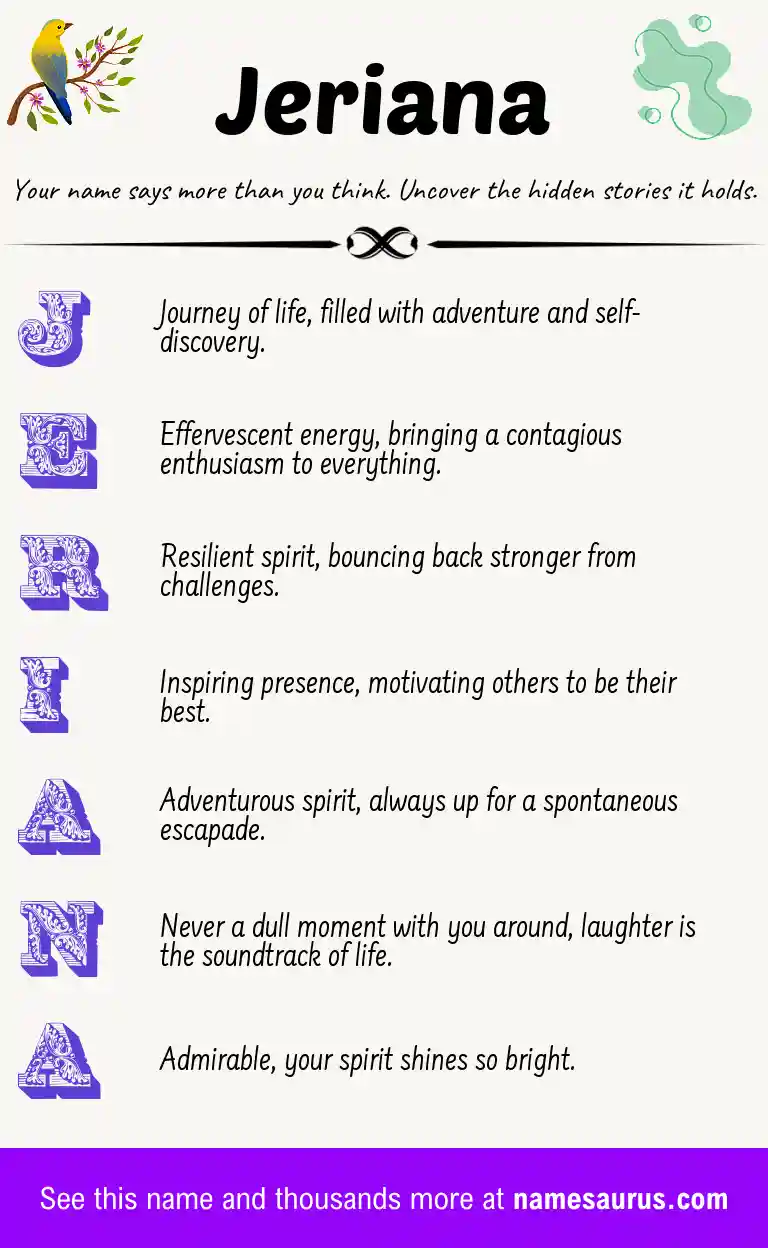 Acrostic poem about Jeriana.