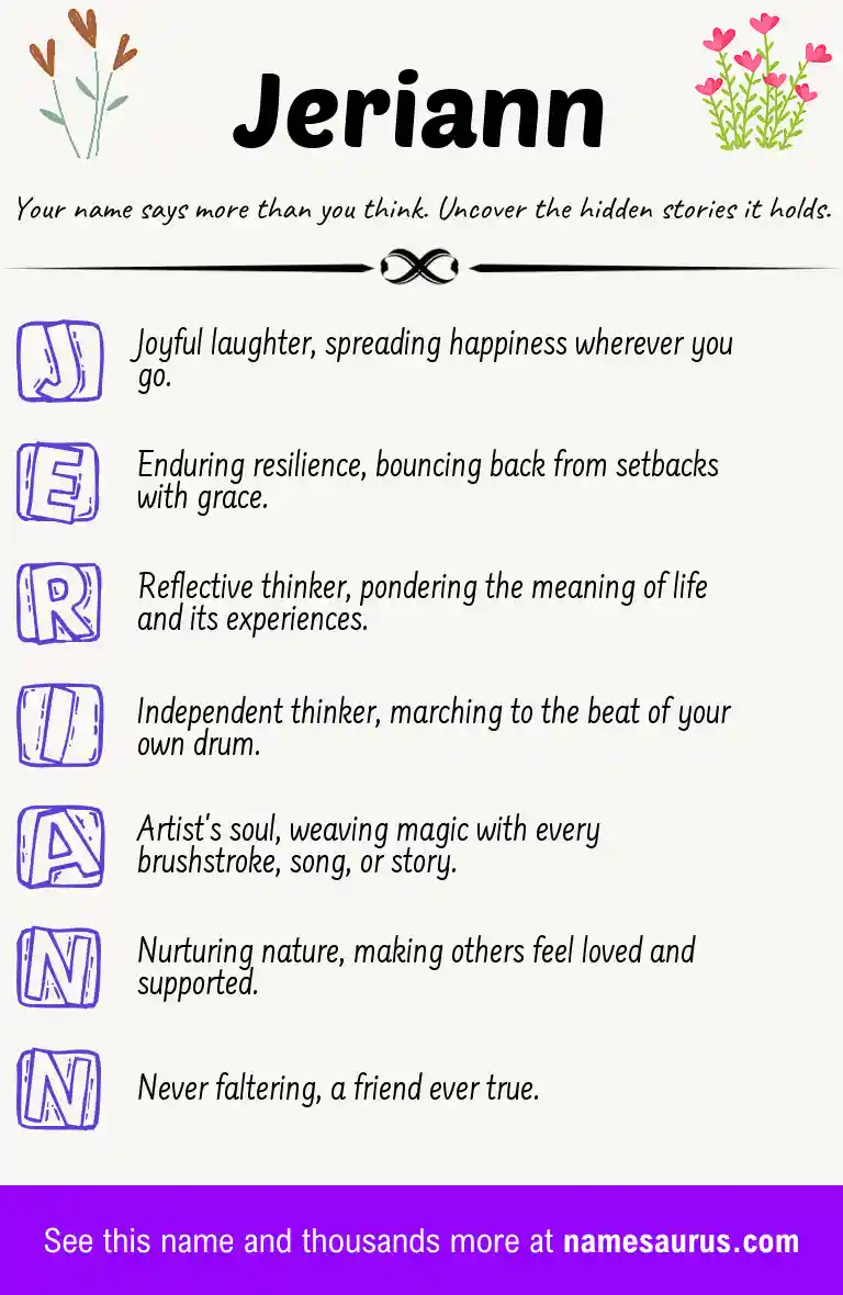 Acrostic poem about Jeriann.
